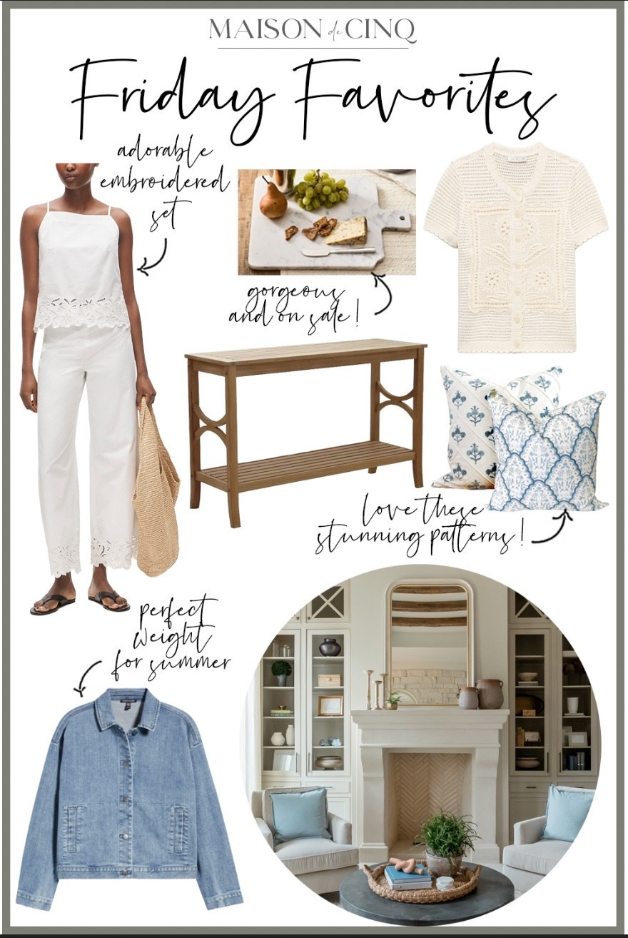 This week on Friday Favorites we’ve got chic Bermuda shorts, gorgeous blue and white pillows, cute new JCrew embroidered pieces, outdoor teak tables on sale, and much more!

Home decor, summer decor, outdoor furniture, summer fashion, summer outfit, summer sweater, summer jackets, throw pillows, tops, outdoor decor

#LTKSeasonal #LTKHome #LTKSaleAlert