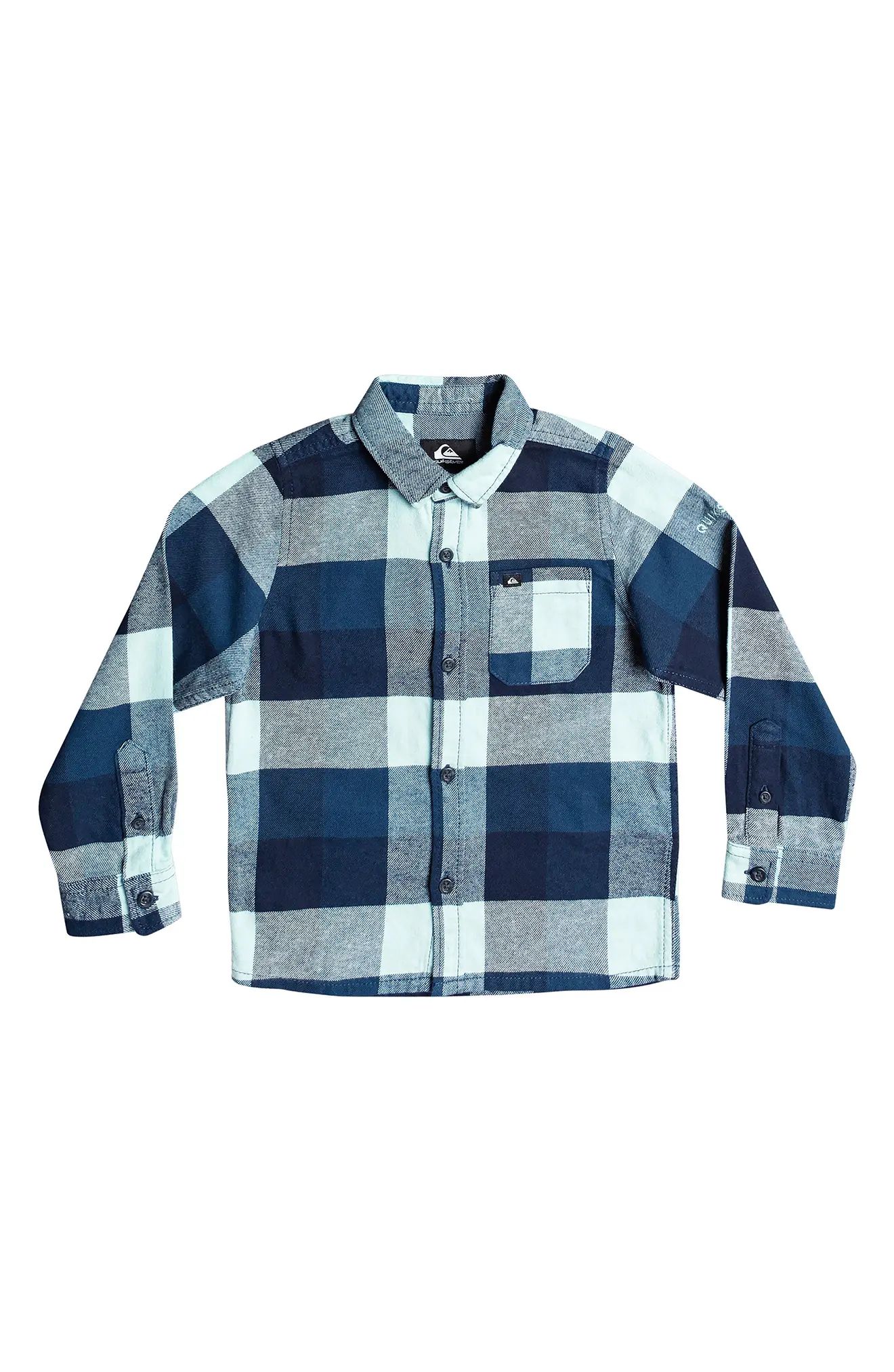 Toddler Boy's Quiksilver Kids' Motherfly Buffalo Check Flannel Button-Up Shirt, Size 2T - Blue | Nordstrom