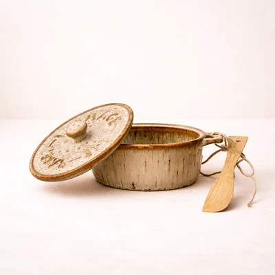 Stoneware Brie Baker & Bamboo Spreader | luxe bCO