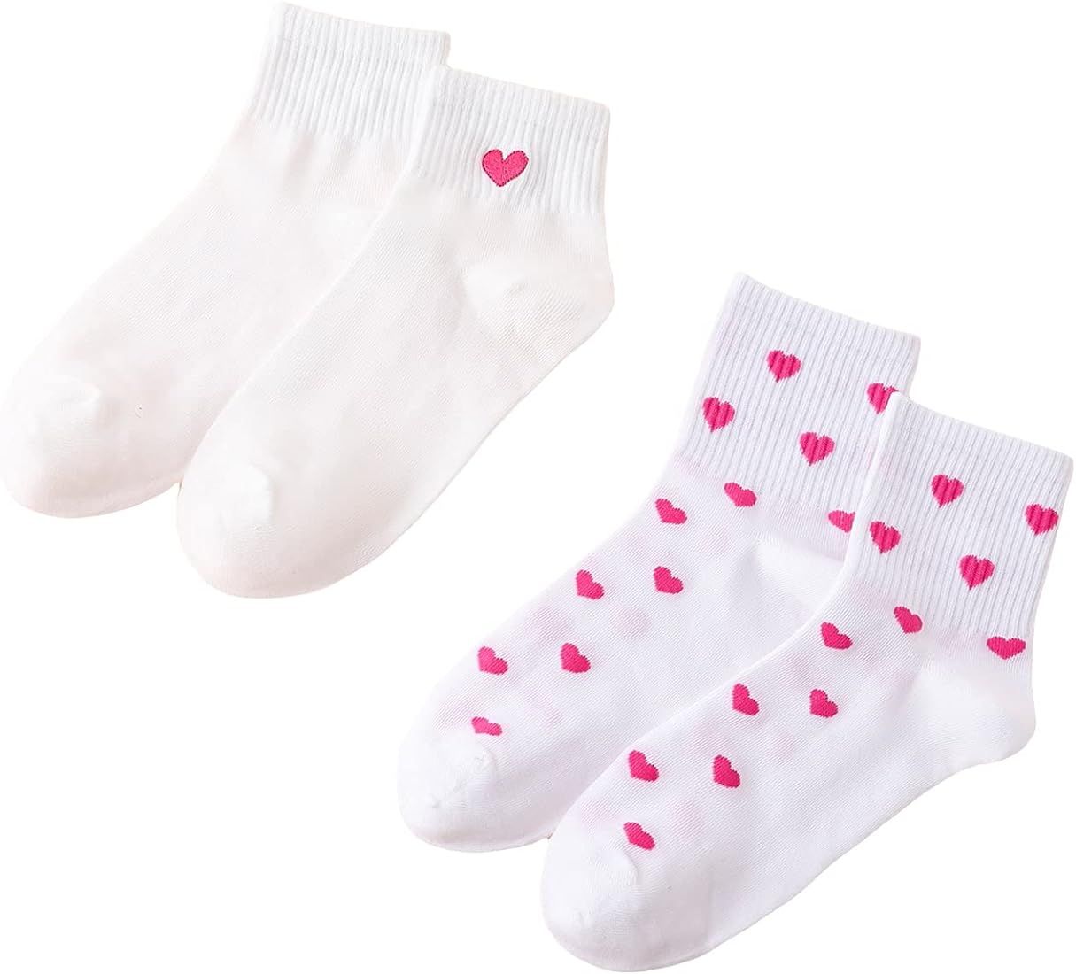 Milumia Women's 2 Pairs Heart Print Ankle Socks Comfort Low Cut No Show Socks | Amazon (US)