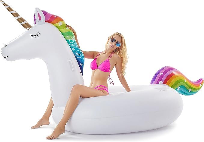 Jasonwell Giant Inflatable Unicorn Pool Float Floatie Ride On with Fast Valves Large Rideable Blo... | Amazon (US)
