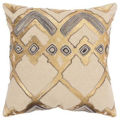 Geometric Poly Filled Throw Pillow Gold - Rizzy Home | Target