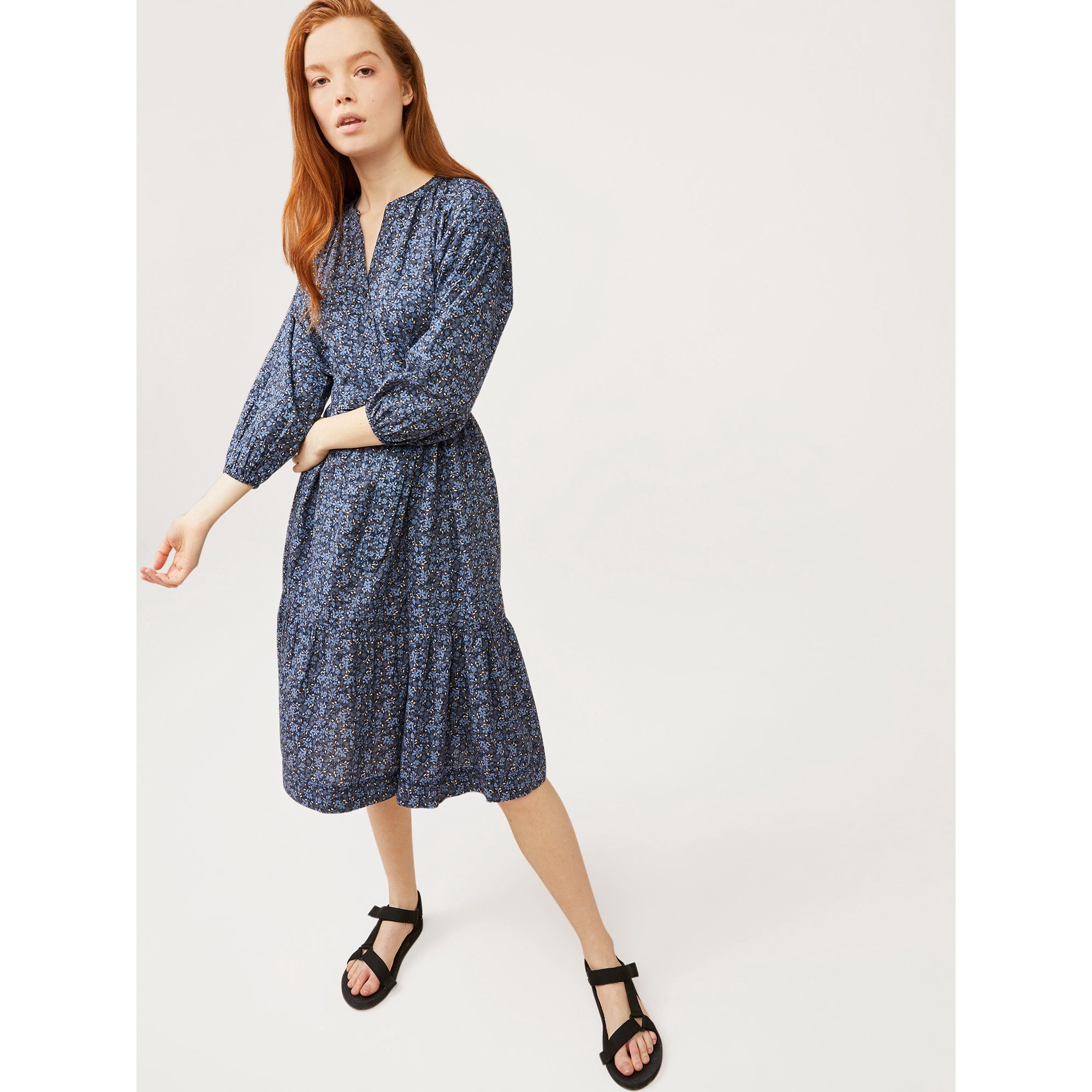 Free Assembly Women’s Tiered A-Line Dress with ¾ Sleeves | Walmart (US)