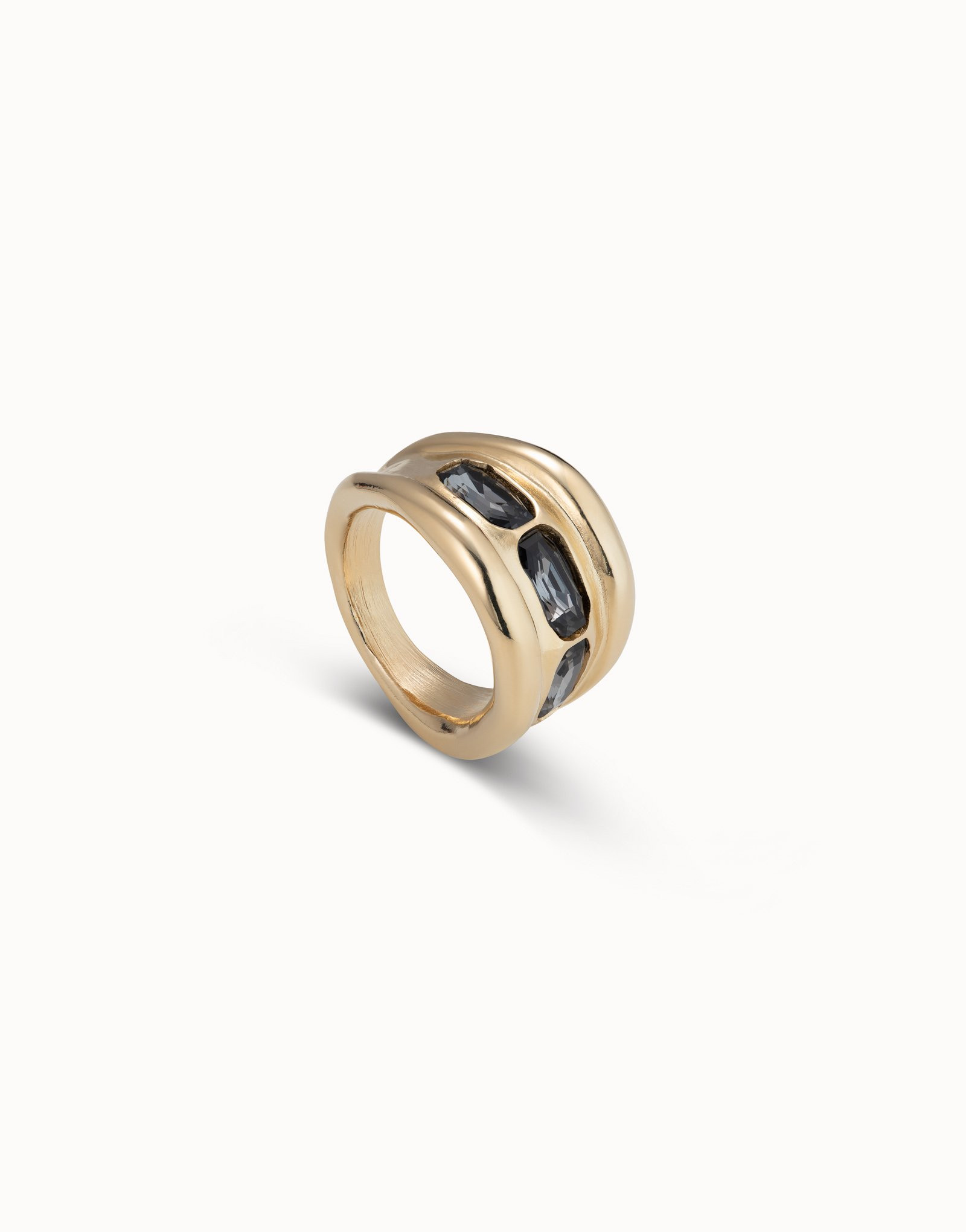 Ring with 3 grey crystals | UNOde50