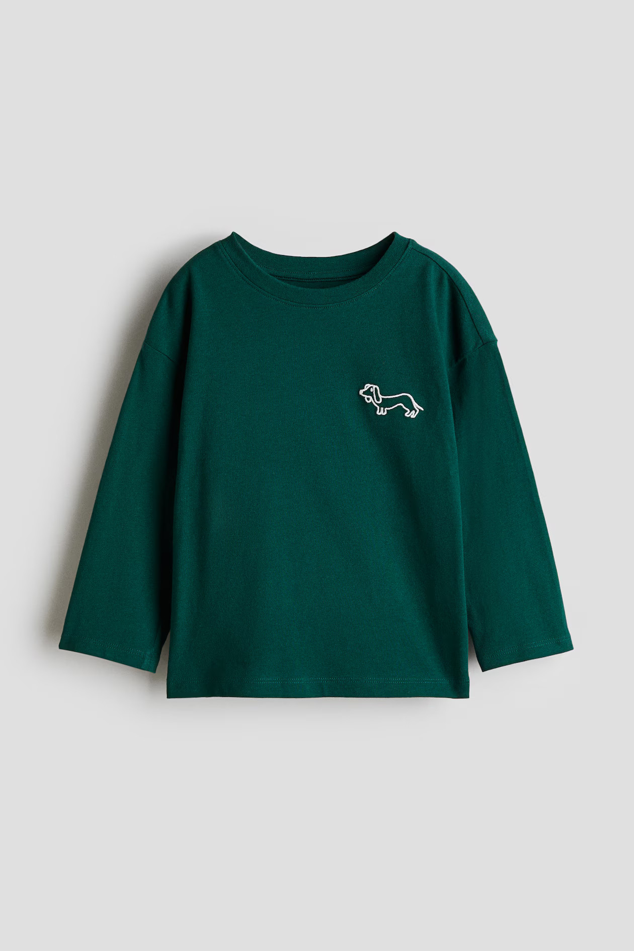 Cotton T-Shirt with Motif - Dark green/dog - Kids | H&M US | H&M (US + CA)