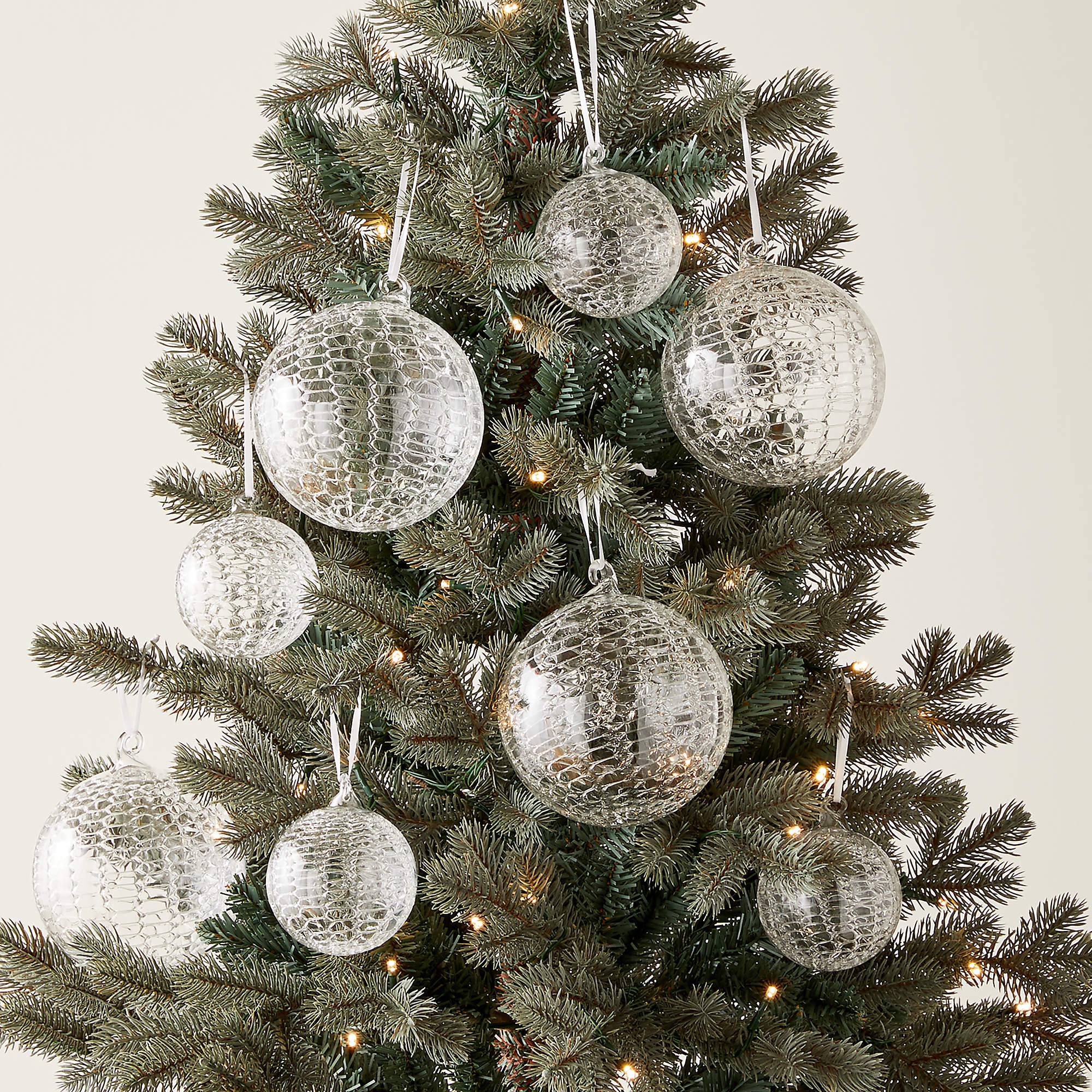 Eira Round Clear Laced Glass Christmas Tree Ornament 5" + Reviews | CB2 | CB2