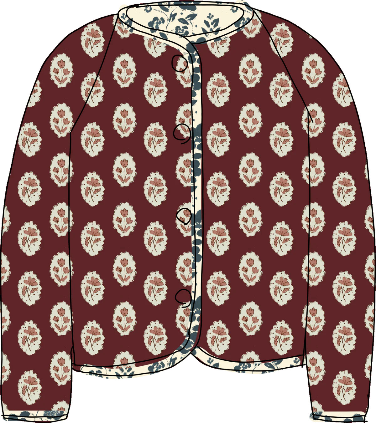 Quilted Jacket in Intaglio Maroon | Sun House Children's
