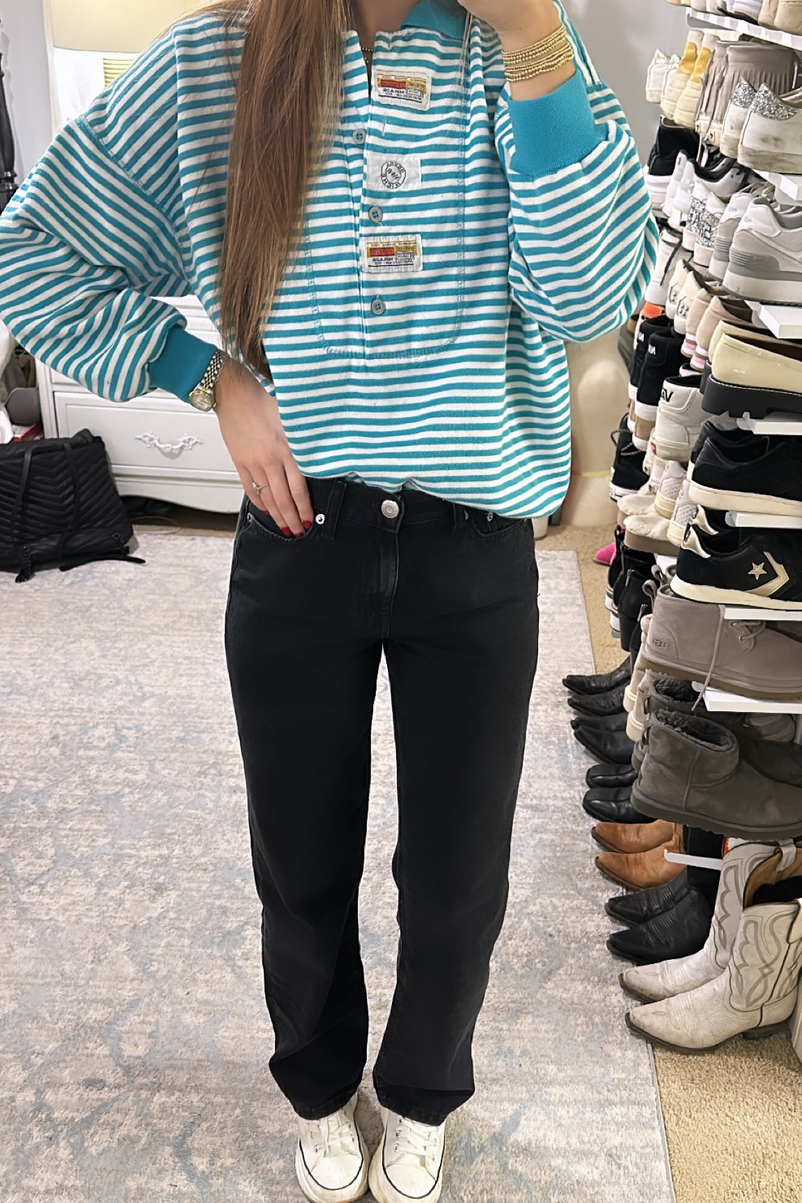 Paired my favorite thrifted sweatshirt with my new Aeropostale jeans. Im wearing a size 00R, I recommend sizing down!  They are so comfortable to wear all day. 

#LTKsalealert #LTKfindsunder50 #LTKstyletip