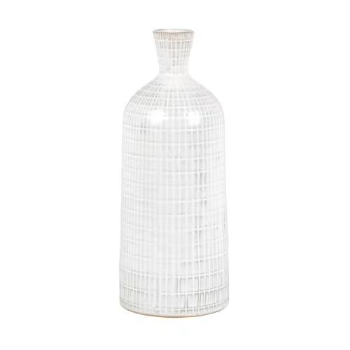 Vase aus weißem und grauem Steinzeug mit grafischen Mustern H28 | Maisons du Monde (DE & IT)