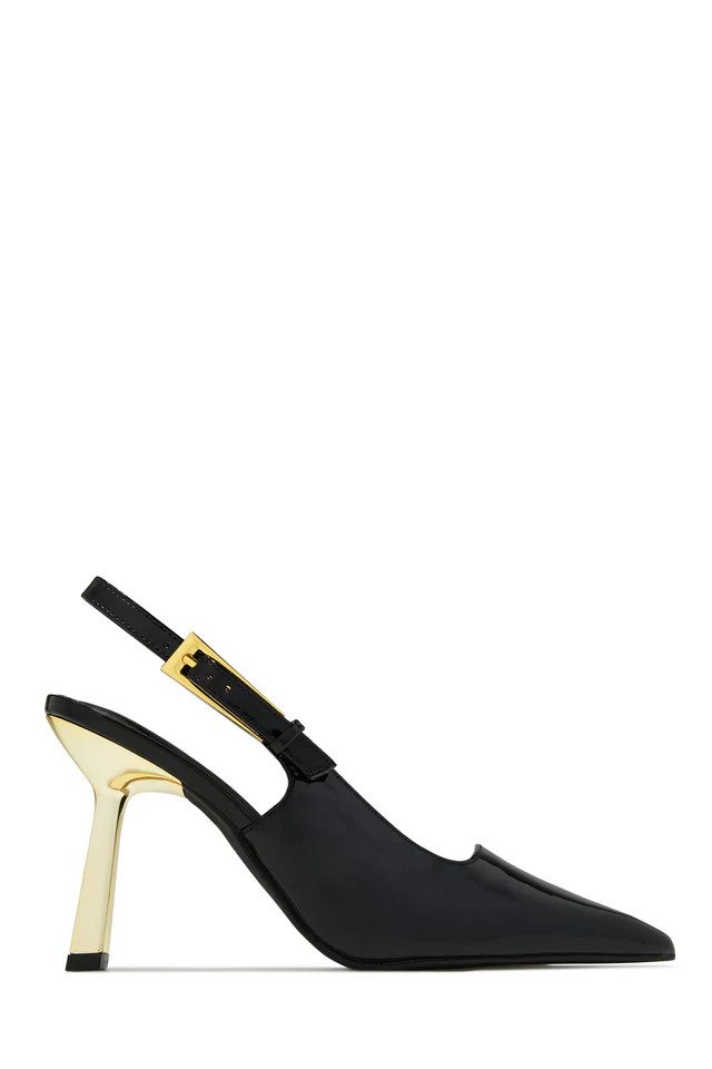 Miss Lola | Charlotte Black Slingback Pumps | MISS LOLA