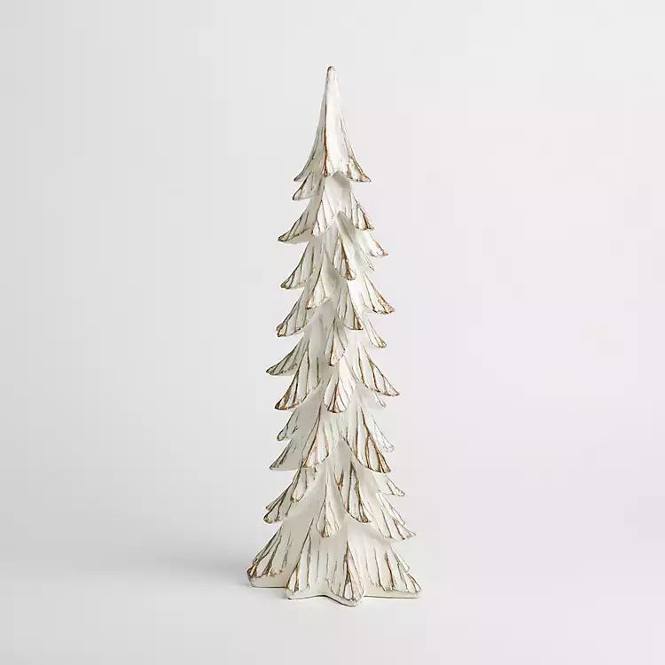 White and Gold Pine Tree Figurine, 21in. | Kirkland's Home