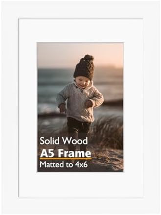 KINLINK A5 Picture Frame, White Solid Wood Frame with Acrylic Plexiglass for Pictures 4x6 with Ma... | Amazon (US)