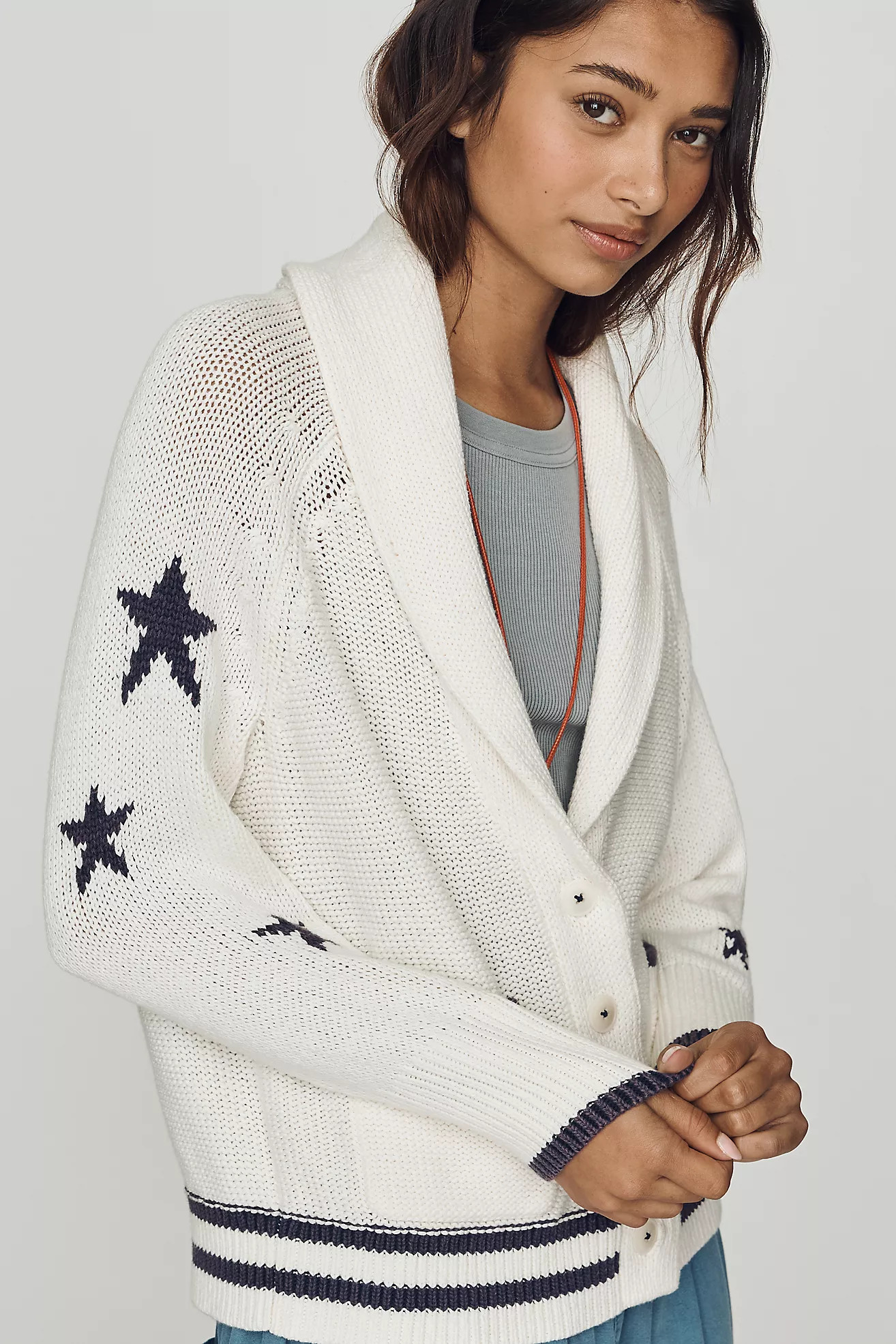 Maeve Shawl Collar American Flag Cardigan Sweater | Anthropologie (US)