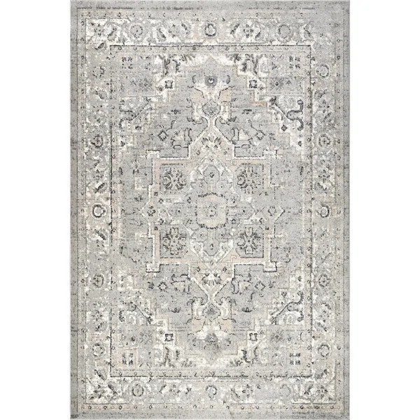 Edwa Traditional Power Loom Performance Light Gray Rug | Wayfair North America