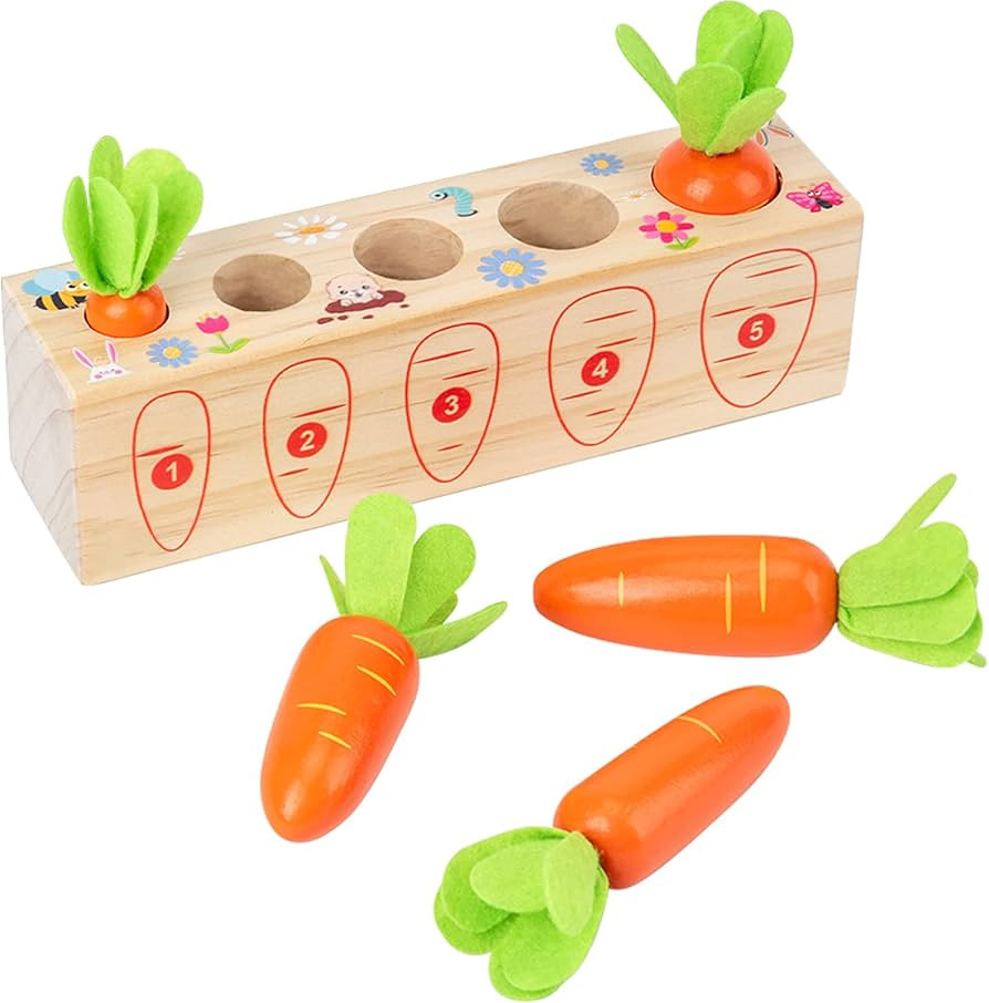Xylolin Montessori Toys for Toddlers 1-3, Carrots Shapes Sorting and Matching Game Wooden Toys, F... | Amazon (US)