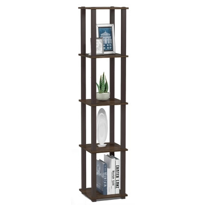Furinno Turn-S-Tube 5-Tier Corner Square Rack Display Shelf, Walnut/Brown | Ashley Homestore