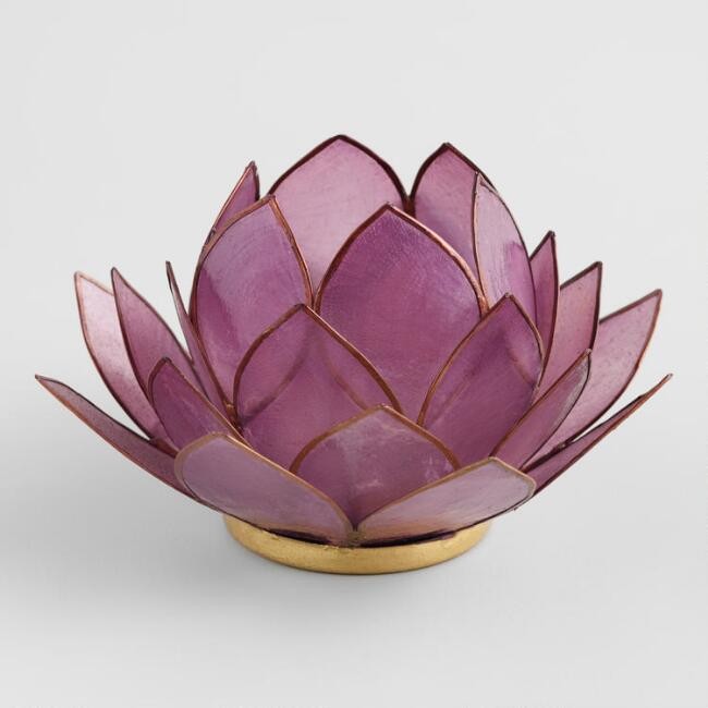 Purple Capiz Lotus Tealight Candle Holder | World Market