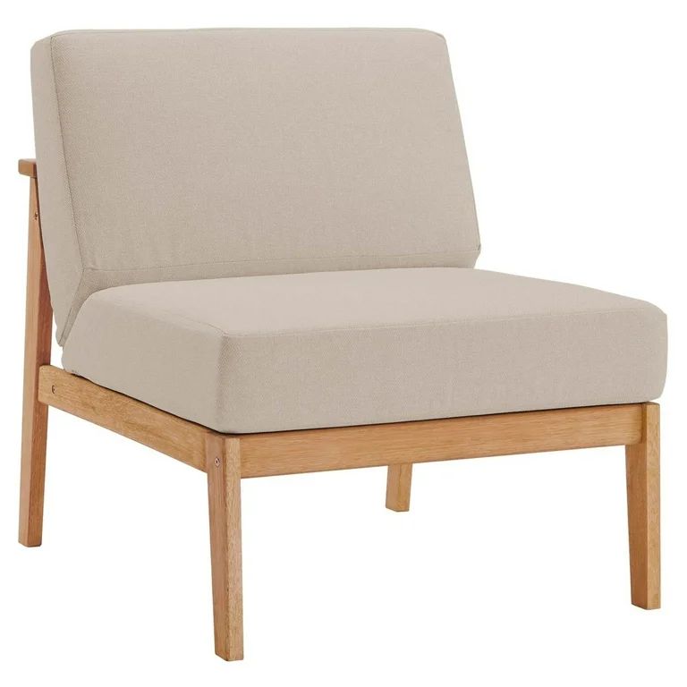 Sedona Outdoor Patio Eucalyptus Wood Sectional Sofa Armless Chair in Natural Taupe - Walmart.com | Walmart (US)