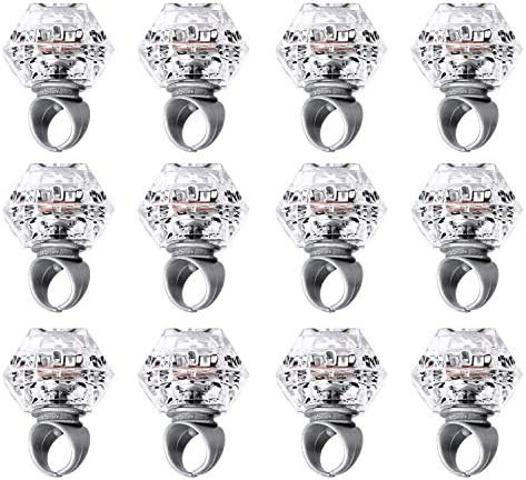 Konsait Flashing Led Light up Ring Toys Diamond Grow in The Dark Jelly Bumpy Rings for Birthday Bach | Amazon (US)