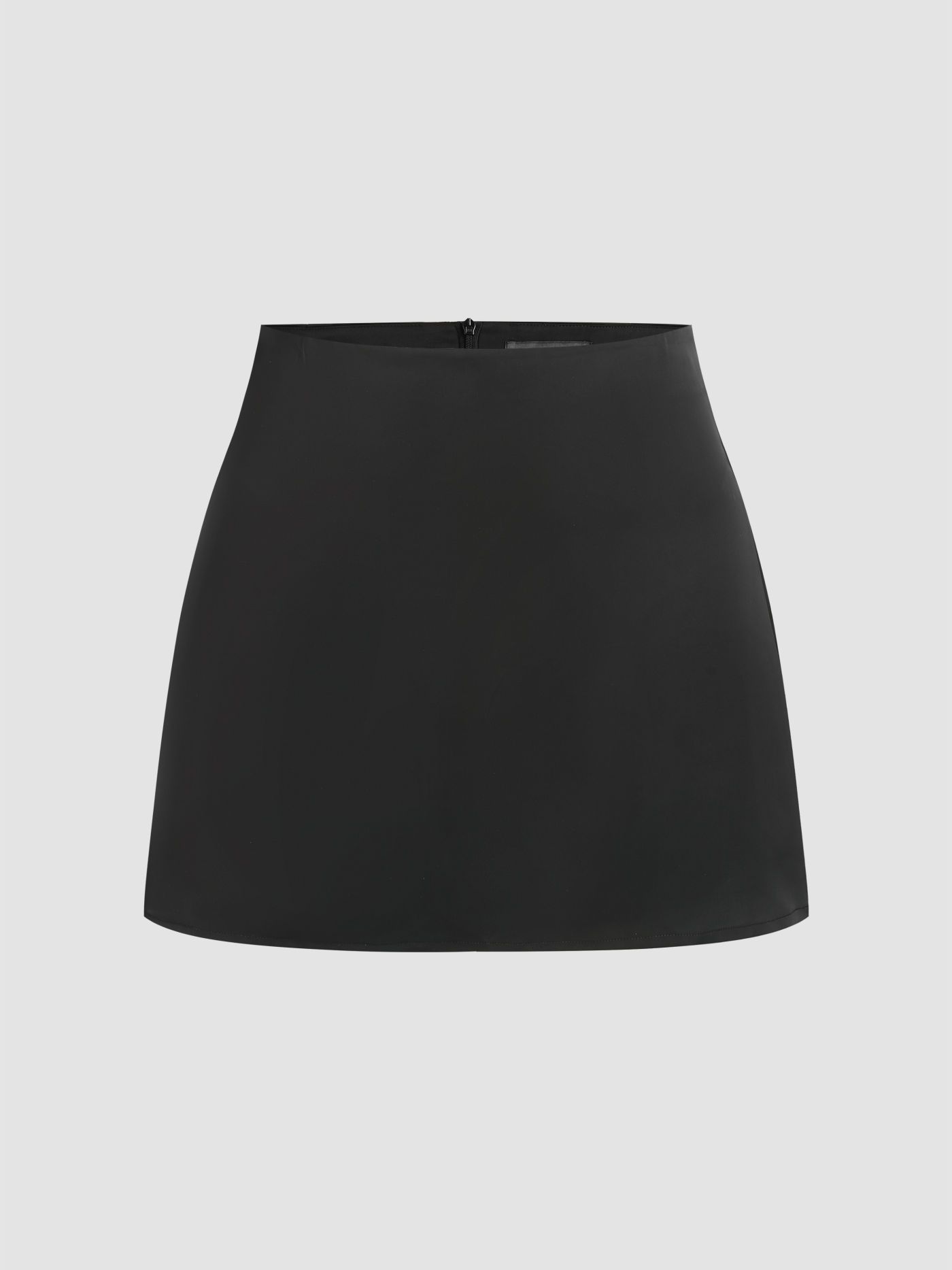 Satin Solid Satin High Waist Short Skirt Curve & Plus For Daily Casual Coffee Shop | Cider