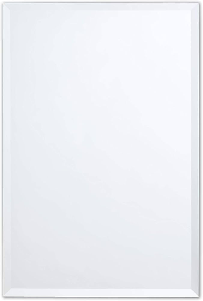 Better Bevel Frameless Rectangle Mirror, 16-in x 24-in Bathroom Wall Mirror w/Beveled Edge | Amazon (US)