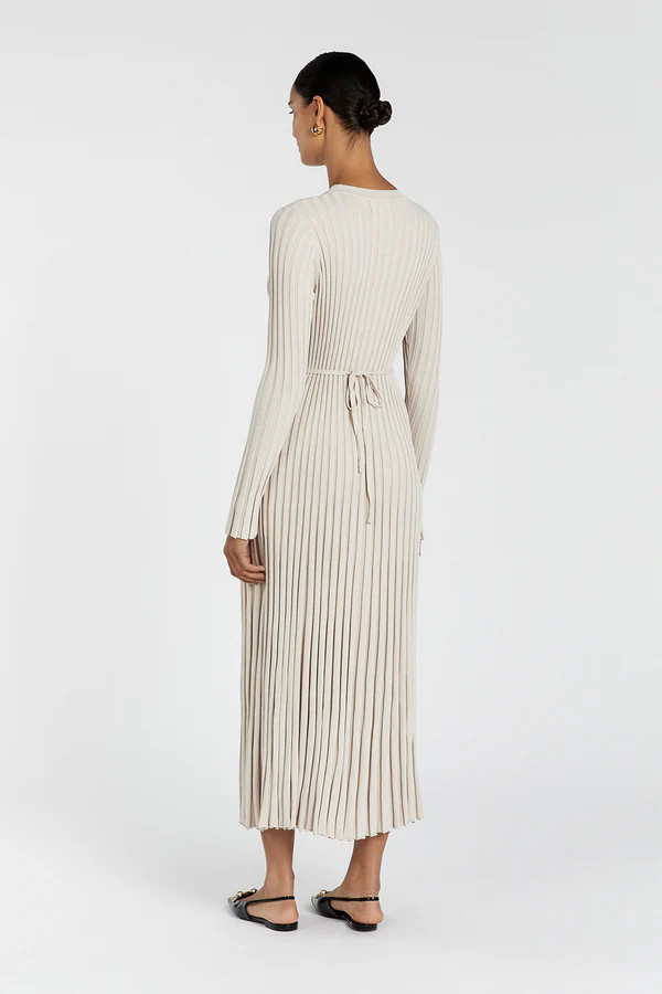 ADA STONE LONG SLEEVE MIDI DRESS | DISSH
