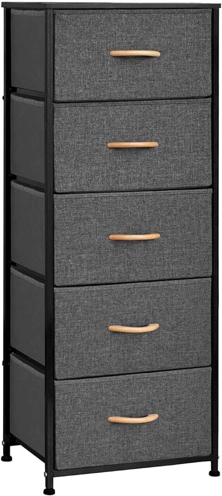 Pellebant Dresser for Bedroom with 5 Drawers, Tall Dresser Vertical Storage Tower, Sturdy Metal F... | Amazon (US)