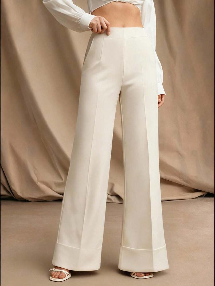 Anewsta Essential Women's Elegant Wide Leg Pants, Fashionable Loose Fit Trousers, Suitable For Spring, Valentine's Day, Business Casual | SHEIN