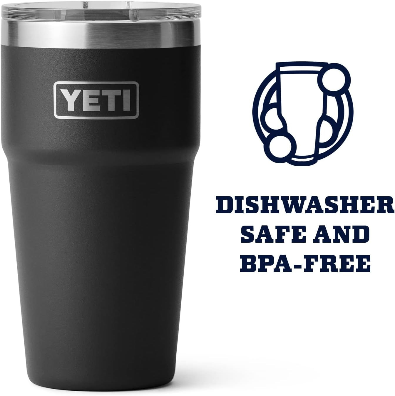 YETI Rambler 16 oz Stackable Pint, Vacuum Insulated, Stainless Steel with MagSlider Lid, Black | Amazon (US)