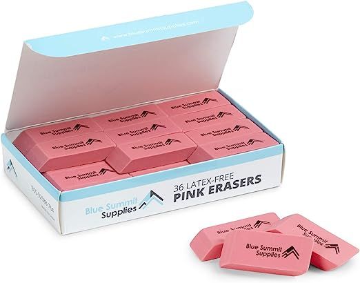 Blue Summit Supplies Pink Erasers, Bulk Erasers for Art, School, and Office Use, Classroom Set, 3... | Amazon (US)
