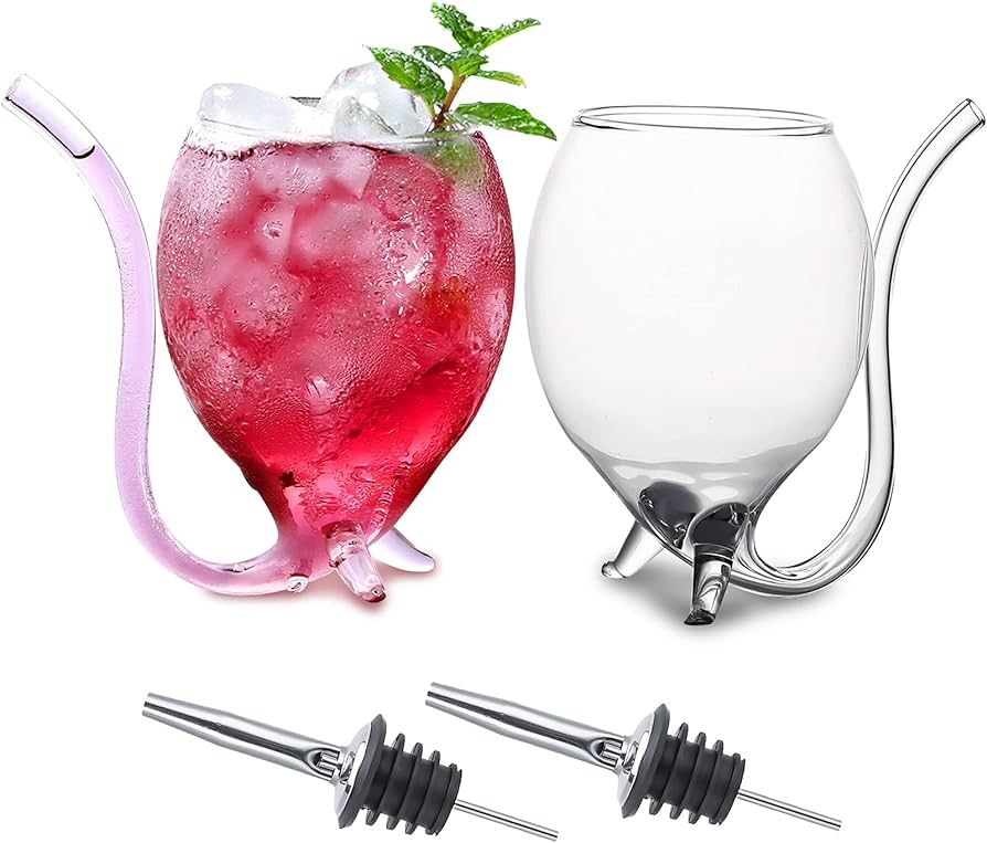 INFTYLE Vampire Wine Glass Set of 2 Cocktail Glass 12oz with Drinking Tube Straw Creative Glass D... | Amazon (US)
