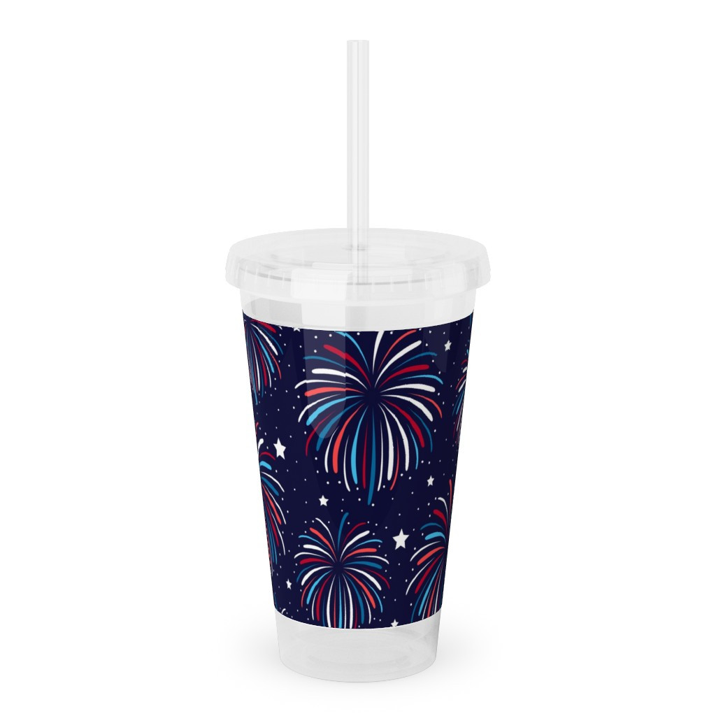 Travel Mugs: Star Spangled Night Acrylic Tumbler With Straw, 16Oz, Blue | Shutterfly