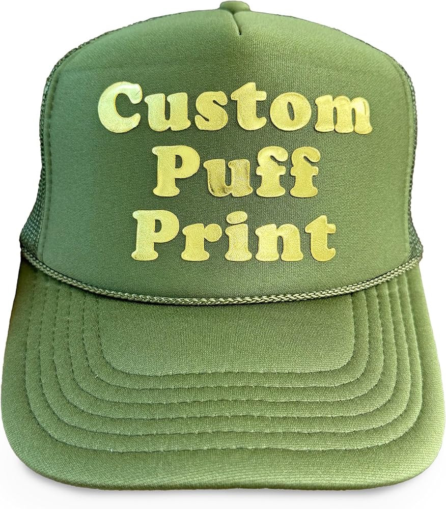 Personalized Metallic Foam Trucker Hat Custom Metallic Puff Print Trucker Hat | Amazon (US)