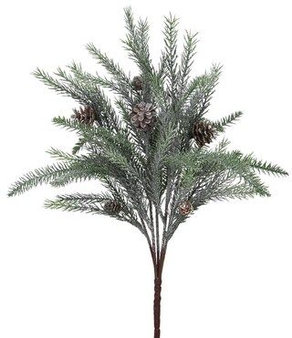 18" Artificial Glittered Frosted Thin Pine and Pinecone Bush - Realistic Winter Greenery for Holi... | Michaels Stores