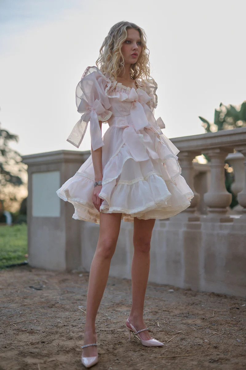The Peach Skin Mini Carriage Dress | Selkie Collection