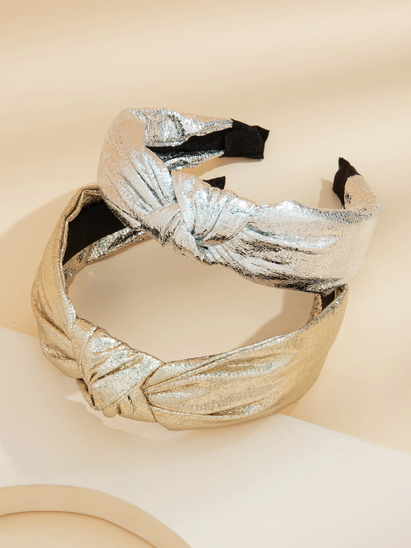 2pcs Metallic Knot Hair Hoop | SHEIN