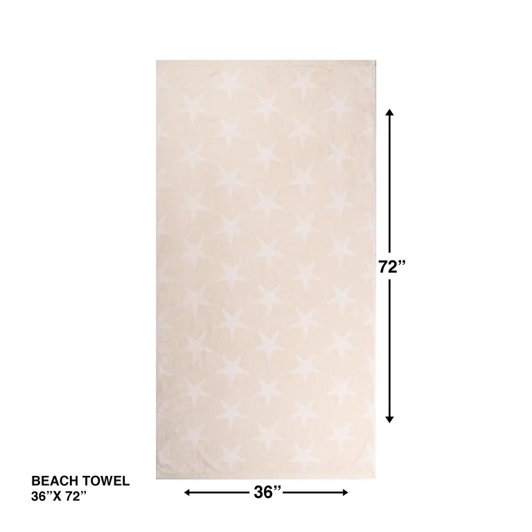 Mainstays Patriotic Cotton Blend Beach Towel, 36 x 72 in, Beige Star | Walmart (US)