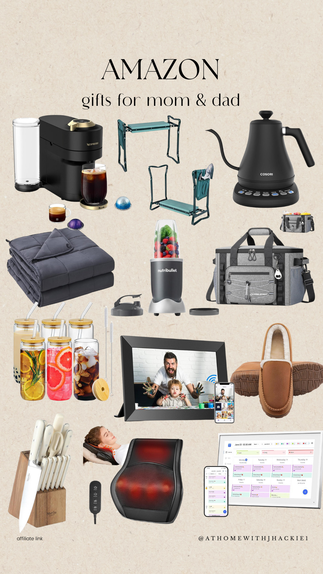 Amazon gift guide, gifts for mom and dad, amazon holiday deals, parents gift ideas, nespresso machine sale, weighted blanket amazon, nutribullet blender sale, cosori kettle, digital picture frame gift, amazon slippers, amazon car organizer, kitchen gift ideas, massage cushion gift, home essentials amazon, practical gifts for parents, jhackie amazon finds 

 #LTKCyberWeek 

#LTKGiftGuide #LTKHoliday
