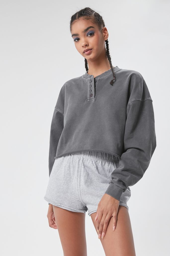 UO Washed Cropped Henley Top | Urban Outfitters (US and RoW)