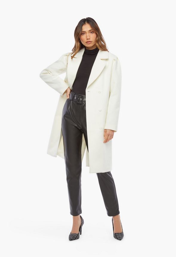 Puff Sleeve Faux Wool Coat | JustFab