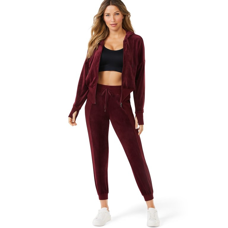 Sofia Active by Sofia Vergara Women's Rib Trim Velour Jogger | Walmart (US)