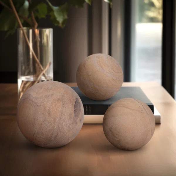 3 and 5" Maverick Sandstone Spheres, Natural, Set of 3 - 5" x 5" x 5" (Set of 3) | Wayfair North America