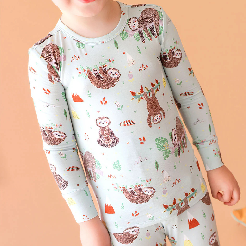 Sloth Green Long Sleeve Toddler Pajamas | Sylas | Posh Peanut