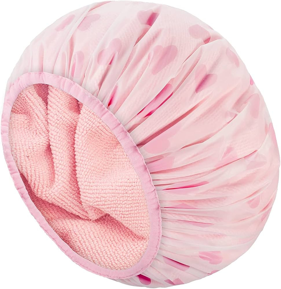 Auban Shower Cap, Shower Cap for Women Terry Cloth Lined EVA Exterior Reusable Double Layer Water... | Amazon (US)