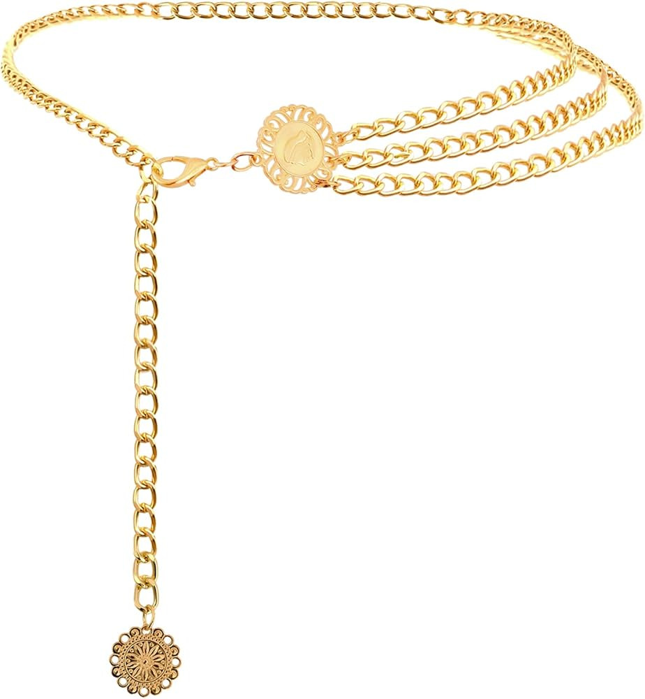 Multilayer Metal Waist Chain Belt for Women, Adjustable Women Long Belt Body Belly Jewelry for Dr... | Amazon (US)