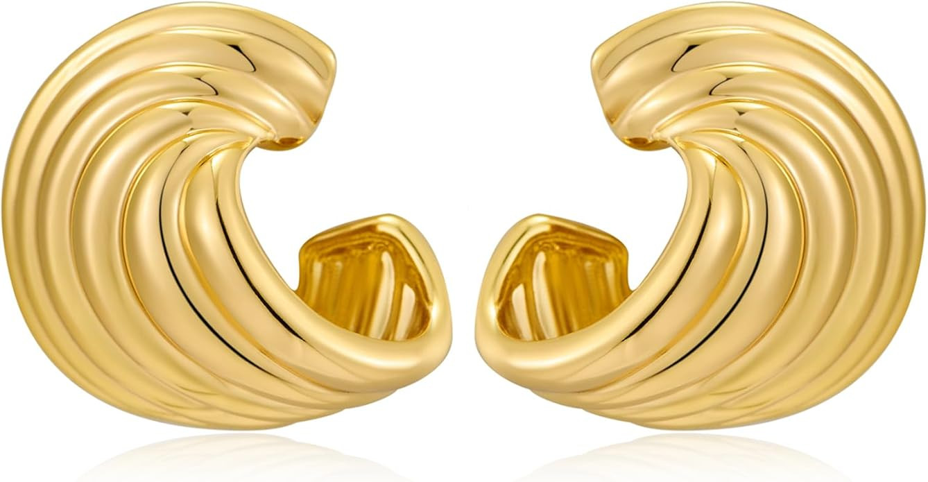 Irregular Gold Stud Earrings for Women Hammered Silver Stud Earrings Statement Geometric Earrings... | Amazon (US)