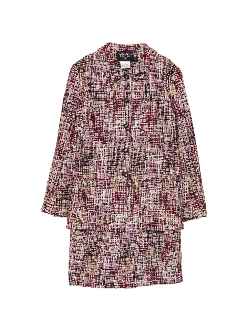 CHANEL Pre-Owned tweed skirt suit - Red | Farfetch Global
