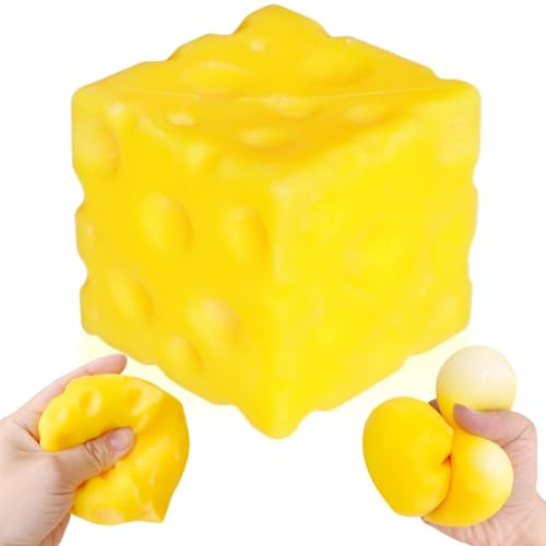 Yellow Cheese Squishy Slow Rising Toy, Soft Squeeze Cheese Block Fidget Toy, Stress Relief Sensory Toy for Kids Adults, Cute Desk Decor & Gift, Easter Basket Stuffers, Office Classroom Fidget Pack | Amazon (US)