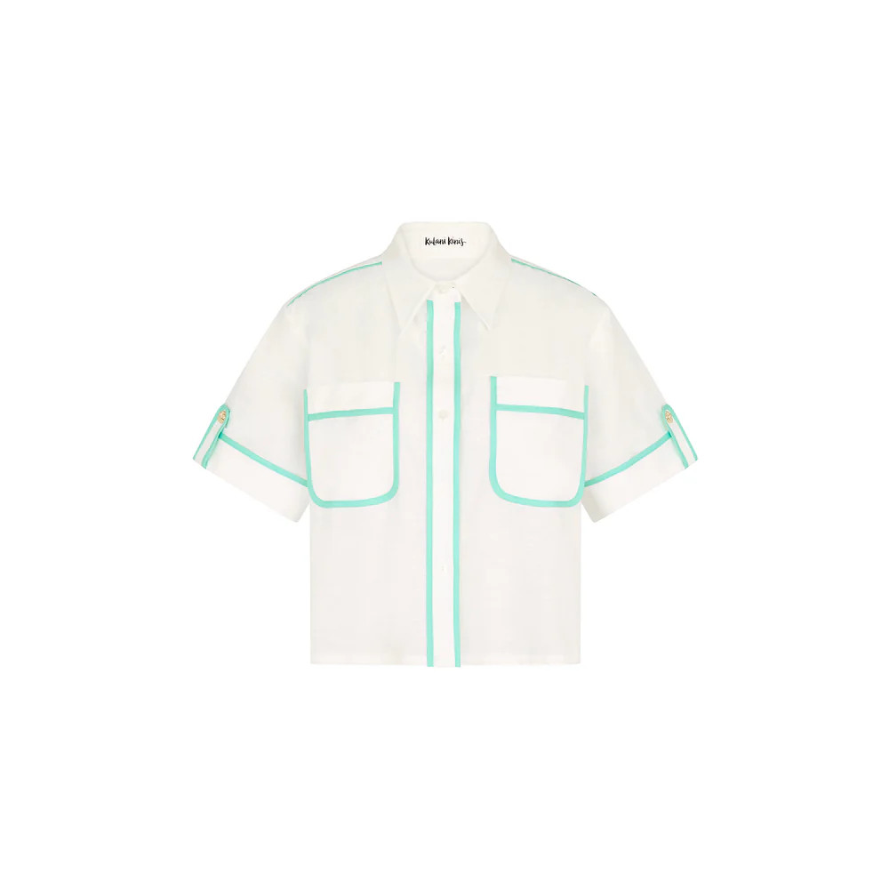 Cropped Button Up Shirt - Crystal Tides | Kulani Kinis US