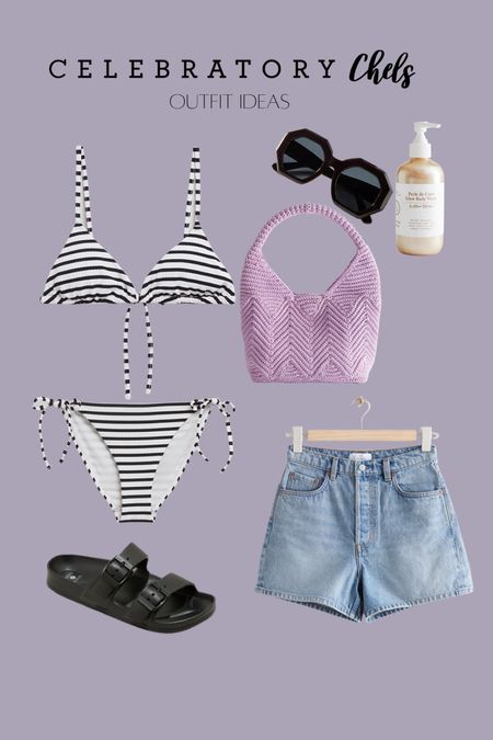 Black sandals
Shimmery body wash
Oversized sunglasses
Lavender tote
Beach bag
Cutoff shorts
Striped bikini
Summer style
Spring fashion 

#LTKbeauty #LTKshoecrush #LTKSeasonal